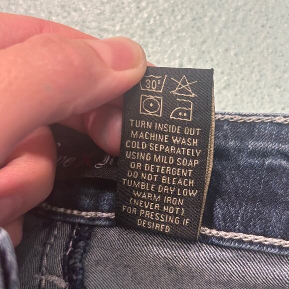 Love Indigo Blue Embellished Skinny Jeans with Stretch and Distressed Details - Picture 4 of 10